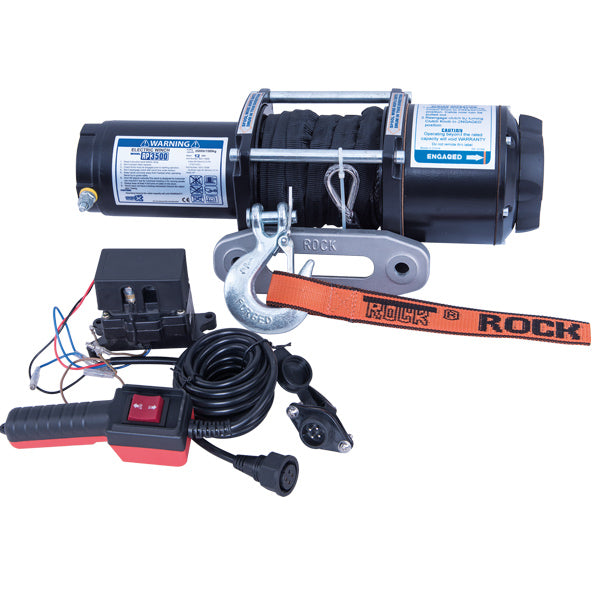 Rock, Elektrisk tilhengervinsj RP3500 m/tau 3,1 HK (2,3 kW) 1589 kg, 12 V, IP67