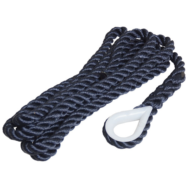 Robline, Fortøyningstau 3-lags m/kveiler, Navy, 14mm x 2,5m, Bruddstyrke 2900 kg