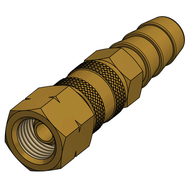 IGT, Gass hurtigkobling 1/4" venstre gjenger, Ø10mm slangekobling, Messing