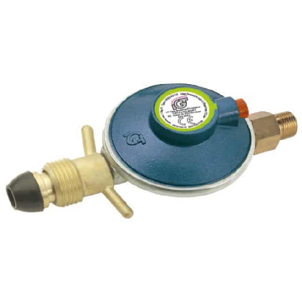 IGT, Gassregulator for 5-11 kg flasker, POL ut: 1/4" V, Marine godkjent EN16129-DM med PRV sikkerhetsventil