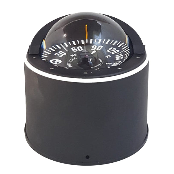 Riviera, Pidestal Compass White Star 5, svart, Ø 130 mm, 12V, MED 2014/90/EU