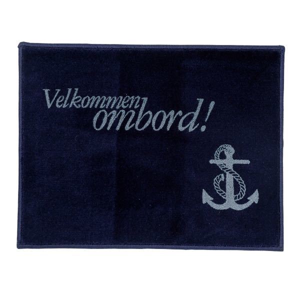 Velkommen ombord matte, firkantet, marineblå, 61x45cm