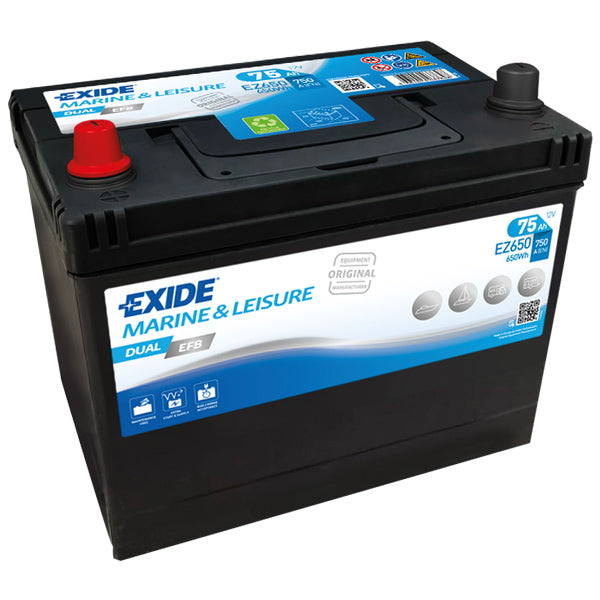 Exide, Doppel-EFB-Batterie, 75 Ampere, EZ650