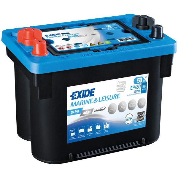 Exide, Batterie Dual AGM Spirale, 750CCA, 50Amp, EP450