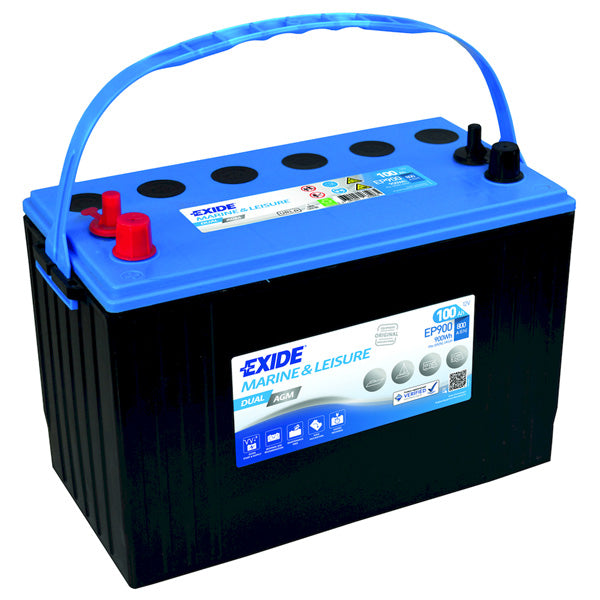 Exide, Doppel-AGM-Batterie 100 Ampere mit std. Pol und Schraubklemme, EP900