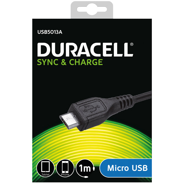 Duracell, USB til Micro USB-kabel, svart, 1m