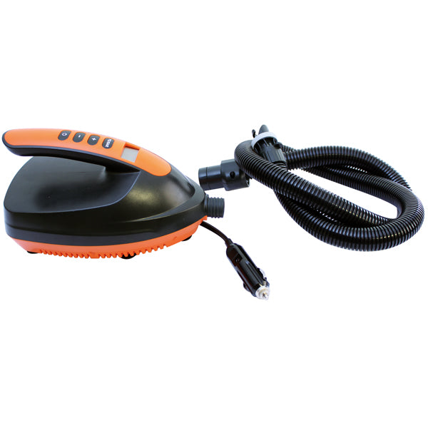 Elektrische Pumpe für SUP-Boards, 12V auf Zigarrenstecker, 70 Liter/min, 0-16 PSI, LCD-Display, 3 m Netzkabel, 1,1 m Schlauch, 6 Adapter