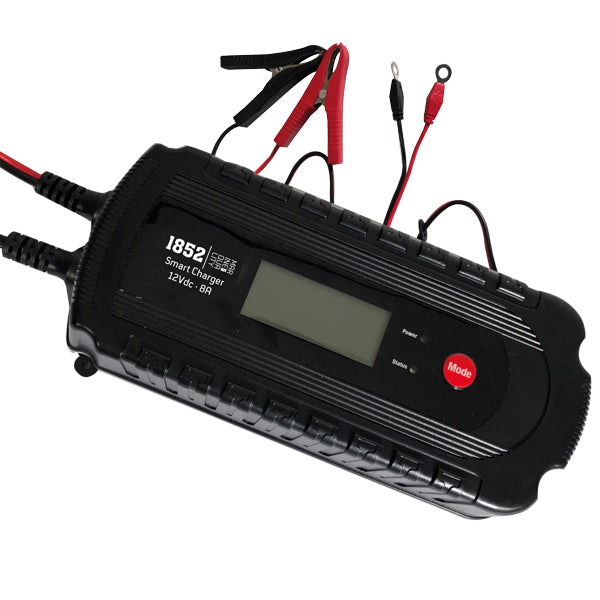 1852, Pro Smart lader 12V / 8 Amp, LCD display, Desulfatering