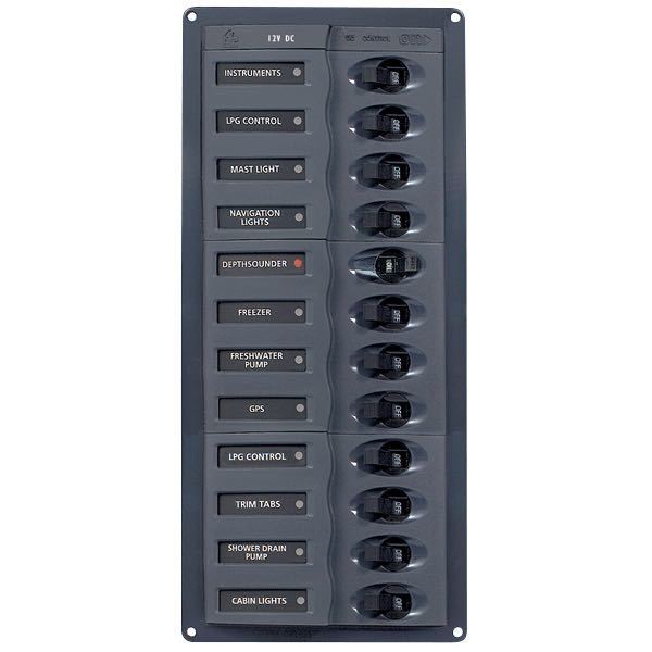 BEP, Elektrisk panel 902NMV, 12 kontakter, 12V, 127x65x285 mm