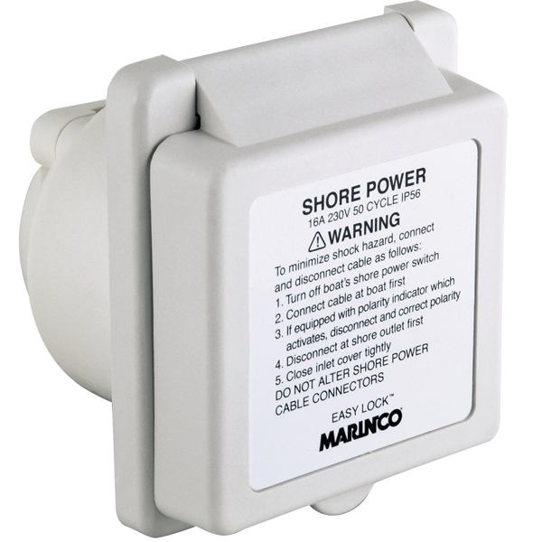 Marinco, Landstromanschluss quadratisch, 16 Ampere, 230 V, IP56