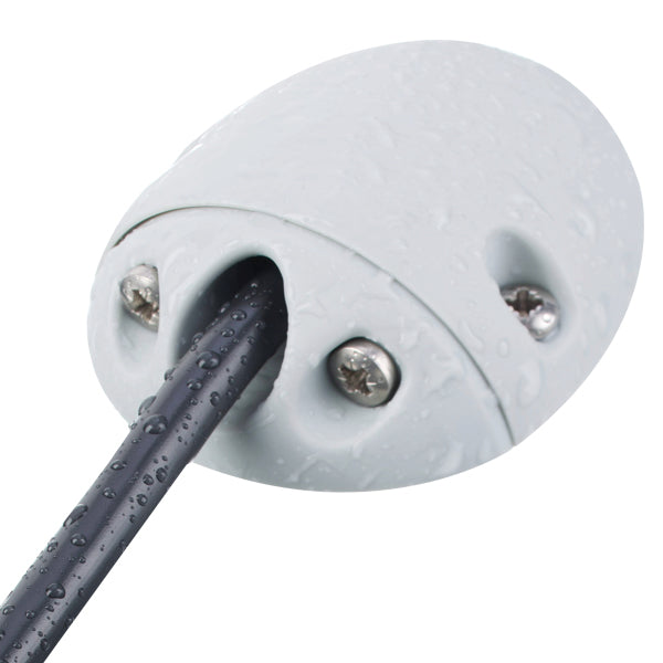 90˚ Kabelinngang for 2-8 mm kabel, hvit nylon, vanntett, UV-bestandig