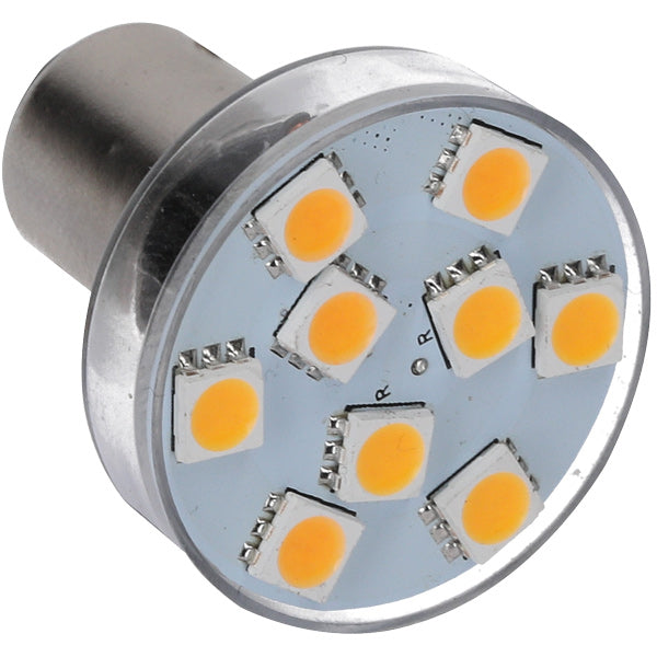 Nautcled, bajonett LED-pære BA15S - Rød/hvit, 10-35V DC, 2700K, 80 lumen