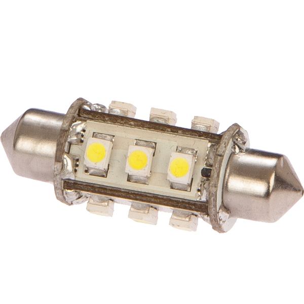 Nautacled, Navigasjon LED pinole pære 37mm - Hvit, 10W, 10-35V