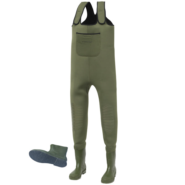 Kinetic, Neogaiter Neopren-Wathose mit Filzsohle, Army Green, Größe 42-43