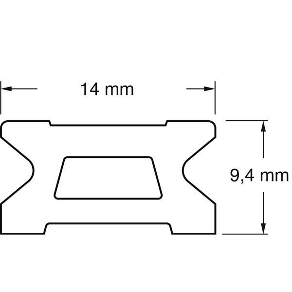 Ronstan, Lap rail 14mm 2m Series 14, 50 mm hullavstand