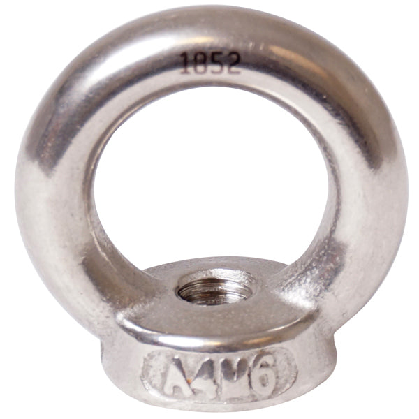 1852, Øyemutter RF, M6, Rustfritt stål AISI 316, 20 mm x 28 mm x 6 mm