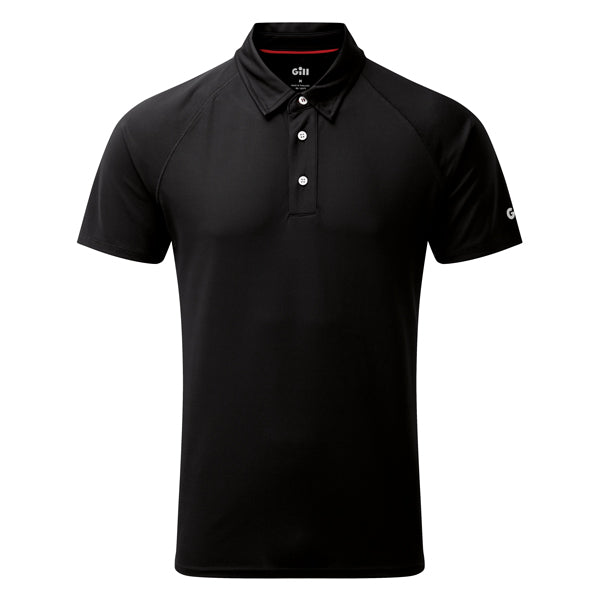 Gill, UV008 UV-polo svart for menn, størrelse S - 50+ UV-beskyttelse, lett polyester