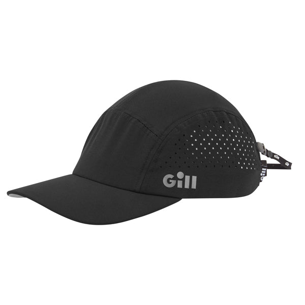 Gill, 156 Verso Cap, Schwarz, Wasserabweisend, Quickdry, UV50+, 5-Panel-Konstruktion, Größenverstellung, Sicherheitskordel