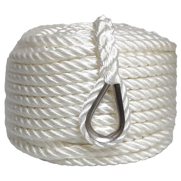 1852, Ankerleine 3-strängig Polyester mit Edelstahlbacken, 14 mm, 3060 kg, 40 m