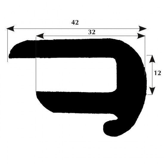 Schutzblechstreifen mit Tropfkante 42x12mm grau, 50m