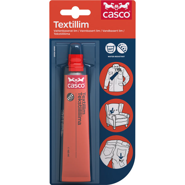 Casco, Vannbestandig Textillim, 40ml