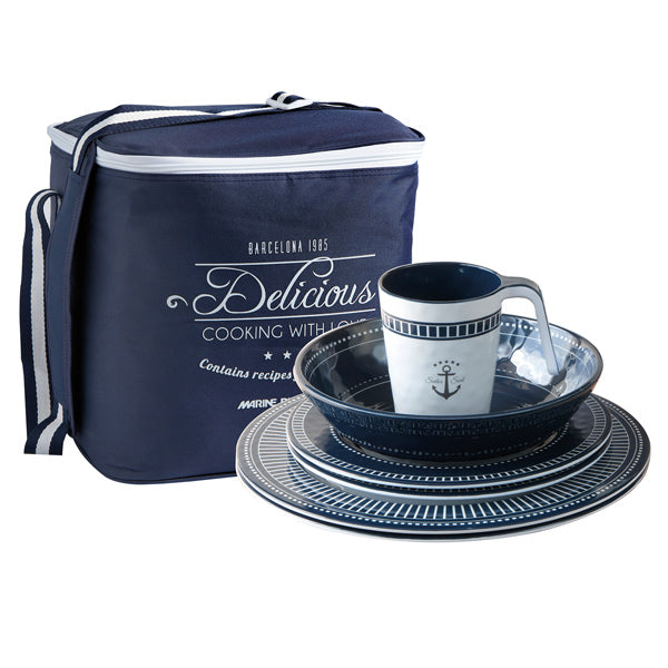 Marine Business, Sailor Soul Starterset 16-teilig + Korb, navy blau/weiß